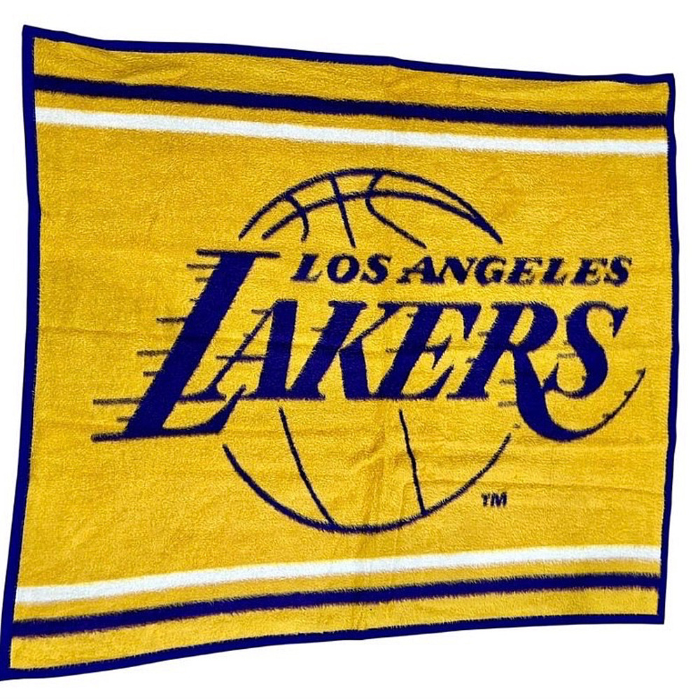 Vintage 1990s Biederlack Los Angeles Lakers Reversible Heavy Throw Blanket USA